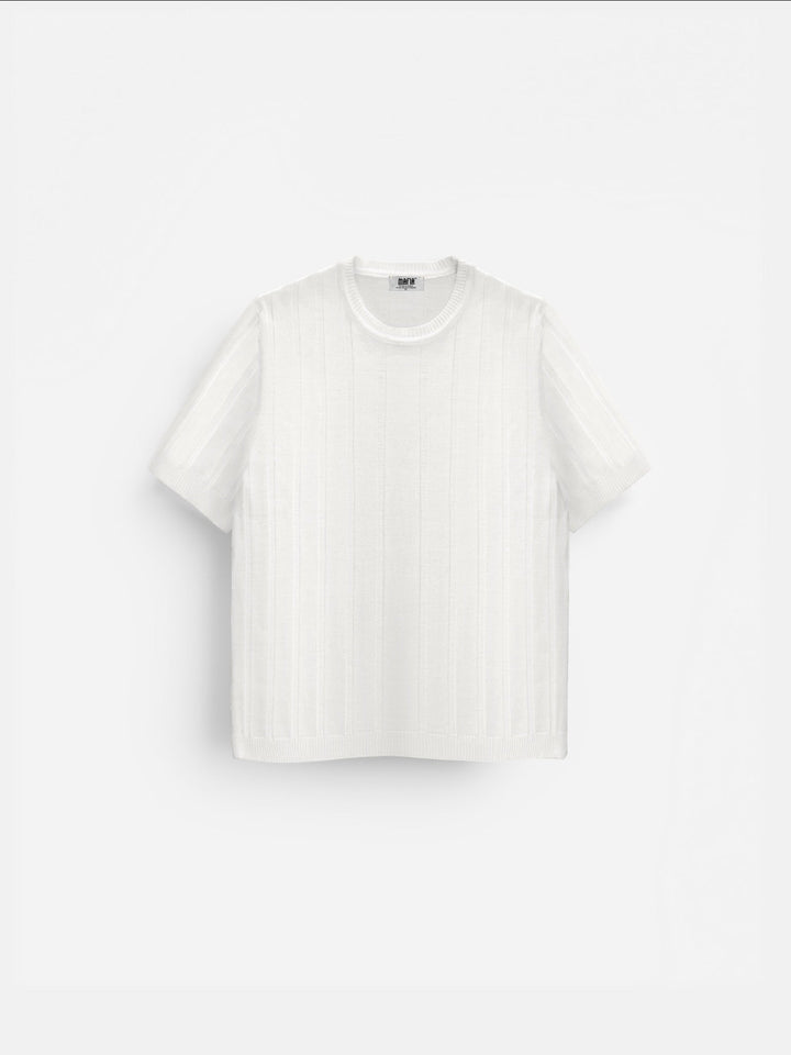 Regular Fit Knit Lines T-shirt - Vit