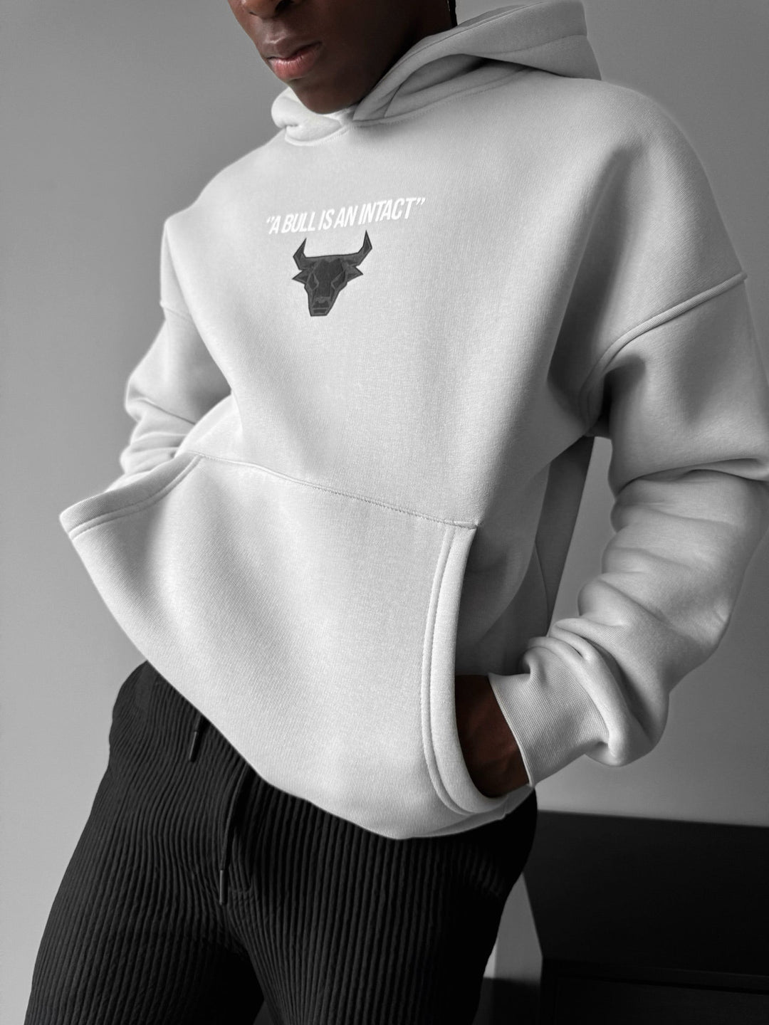 Överdimensionerad Bull Hoodie - Svampgrå
