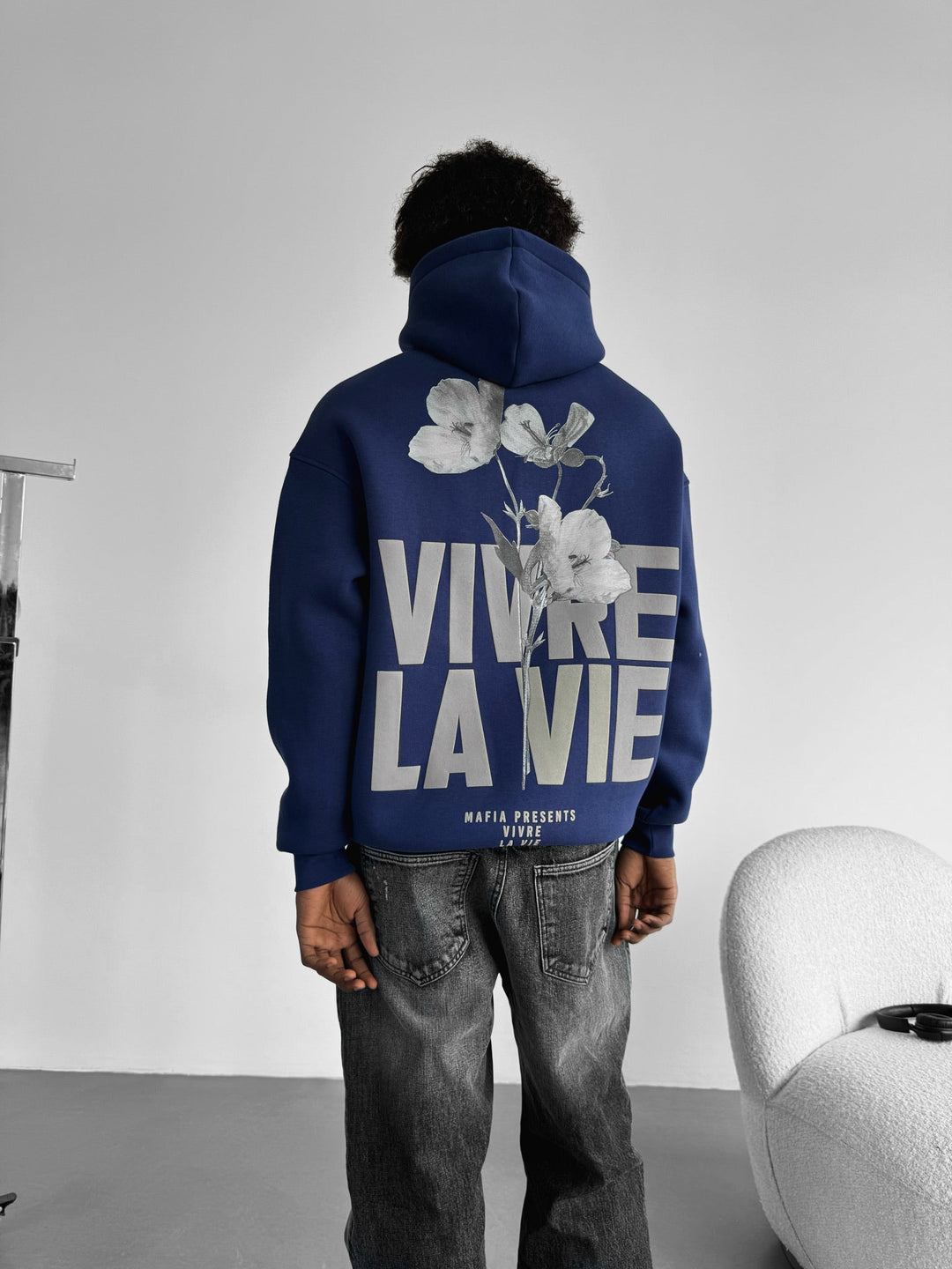 Oversize Vivre La Vie Hoodie - Klarblå