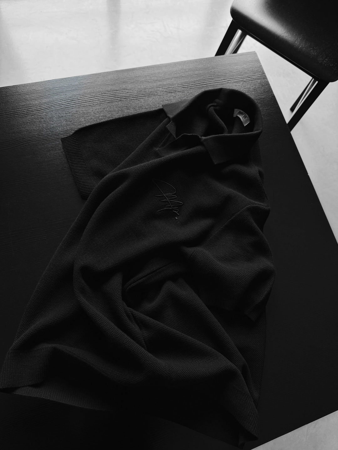 Oversize Initial Knit Polo T-Shirt - Svart