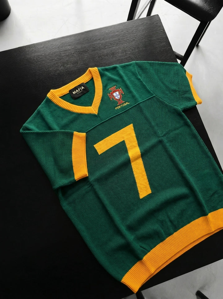Oversize Portugal Stickad T-shirt - Grön