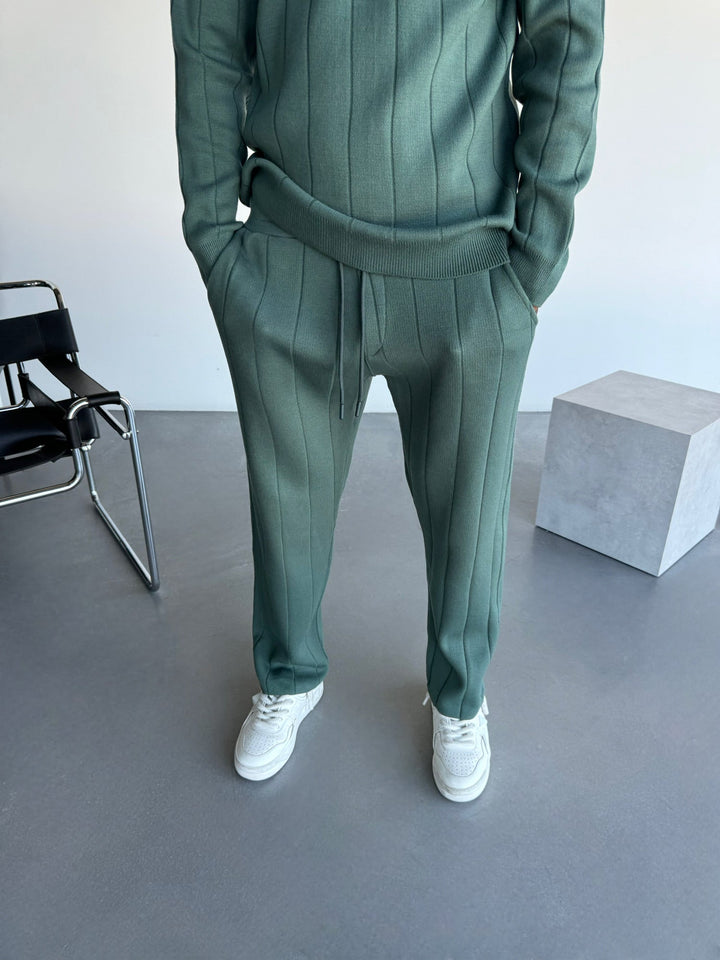 Loose Fit Lines Stickade Byxor - Petrol