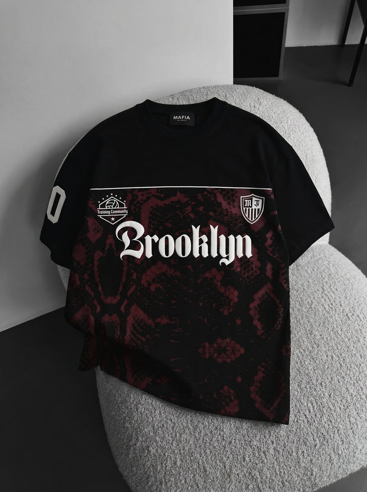 Oversize Brooklyn T-shirt - Svart och Bordeaux