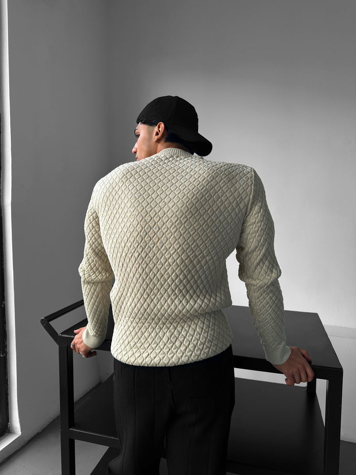 Slim Fit Textured Sweater - Beige