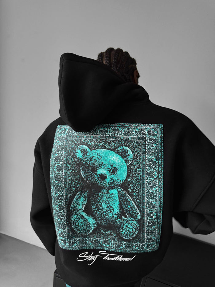 Oversize 'Stay Traditional' Hoodie - Svart och Grön