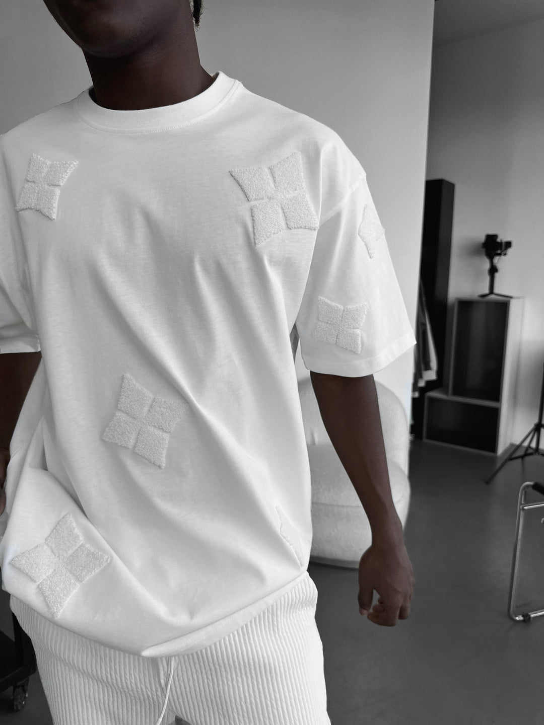 Oversize Detaljerad T-shirt - Ecru