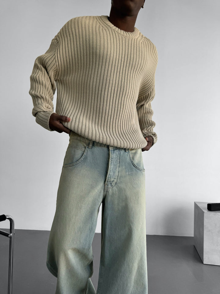 Lös Passform Randig Struktur Pullover - Sten