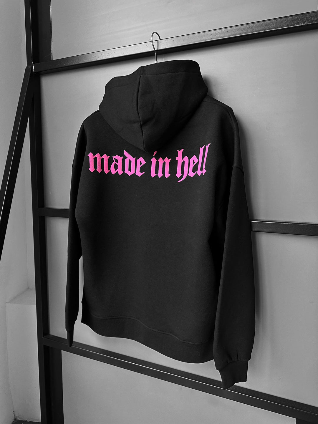 Oversize Made in Hell Hoodie - Svart och Lila