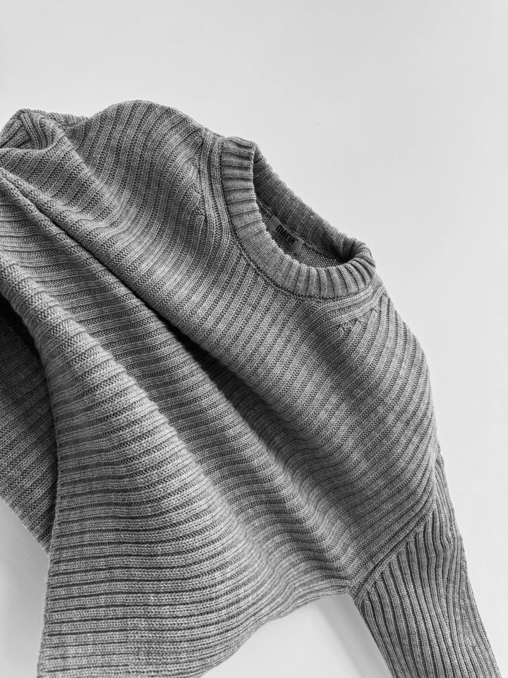 Lös Passform Randig Struktur Pullover - Grå