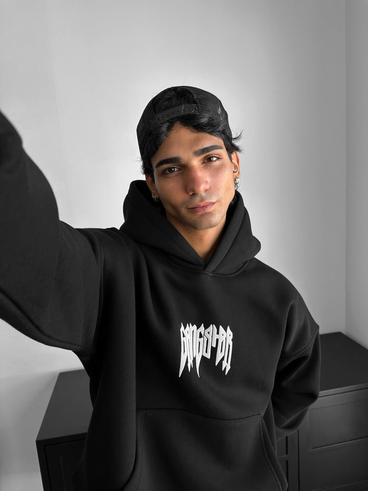 Oversize Gangster Hoodie - Svart