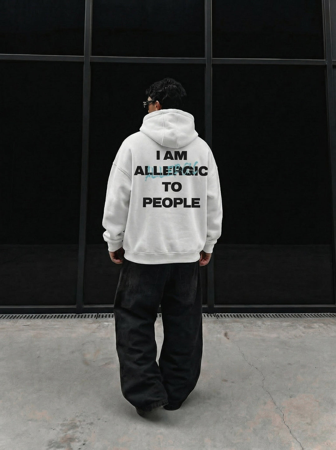 Oversize Allergisk Hoodie - Vit