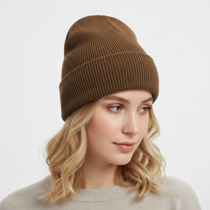 Stickad Mössa med Ribbad Design och Stretch-Passform