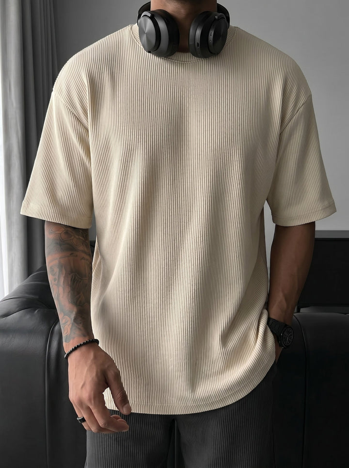 Oversize Cord Tee - Beige
