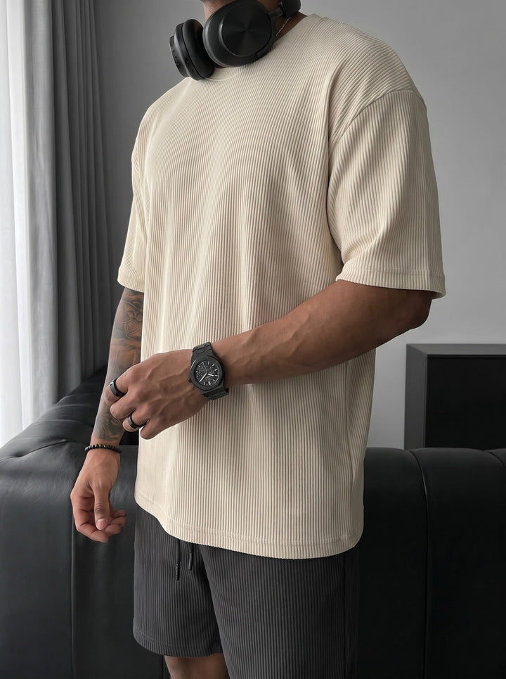 Oversize Cord Tee - Beige