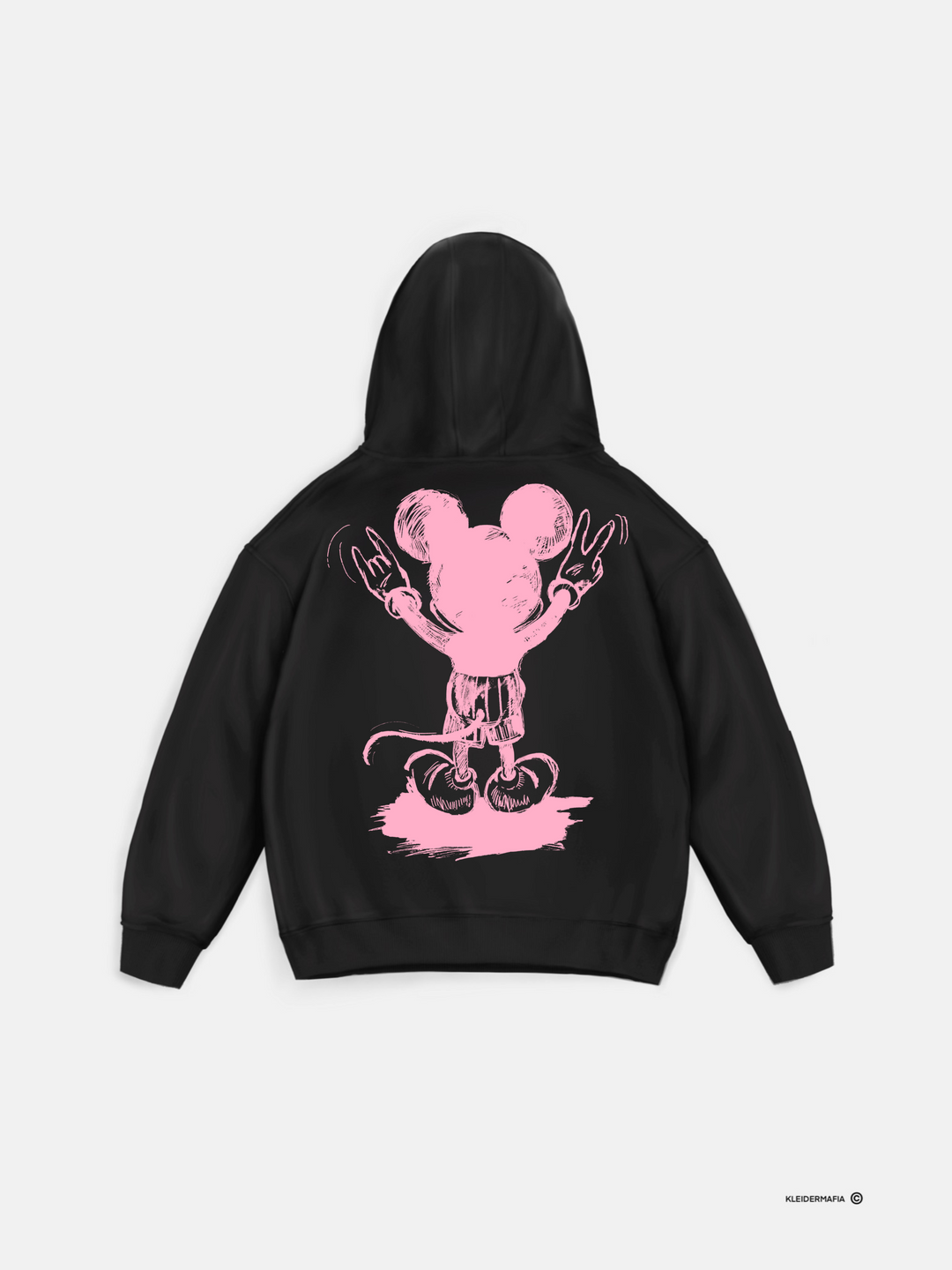 Oversize Musse Hoodie - Svart och Rosa