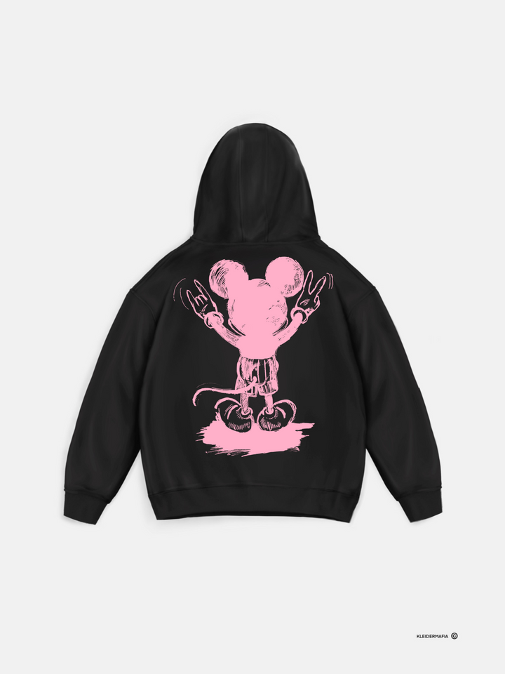 Oversize Musse Hoodie - Svart och Rosa