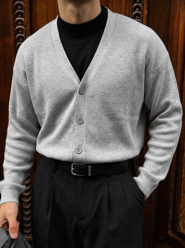 Oversize Crop Cardigan - Grå
