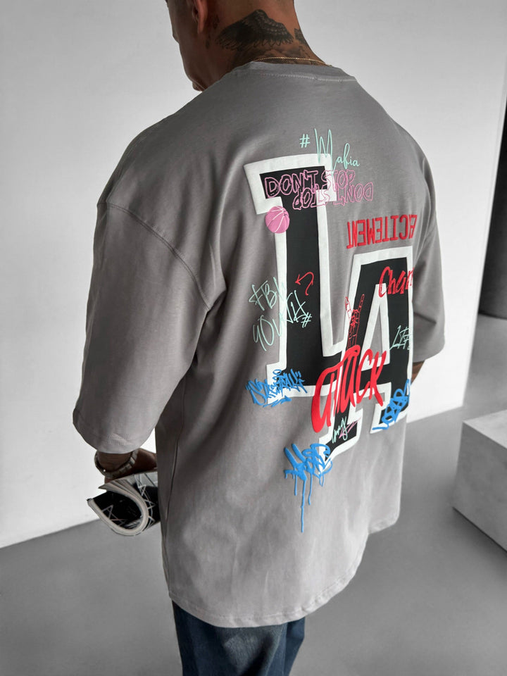 Oversize L.A T-shirt - Grå