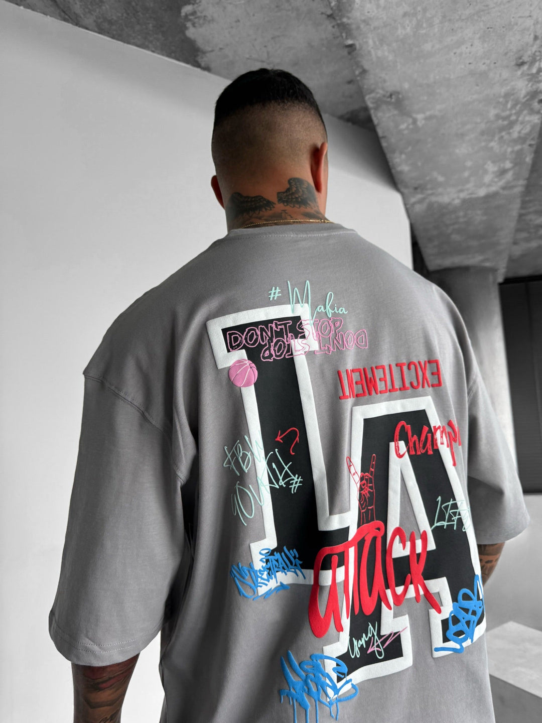 Oversize L.A T-shirt - Grå