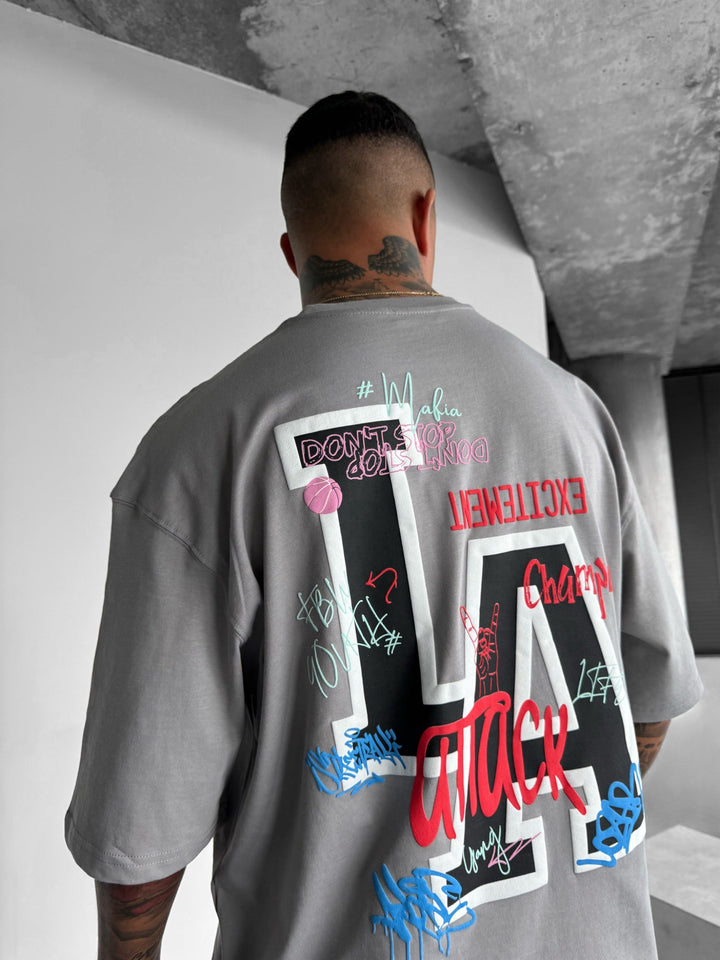 Oversize L.A T-shirt - Grå