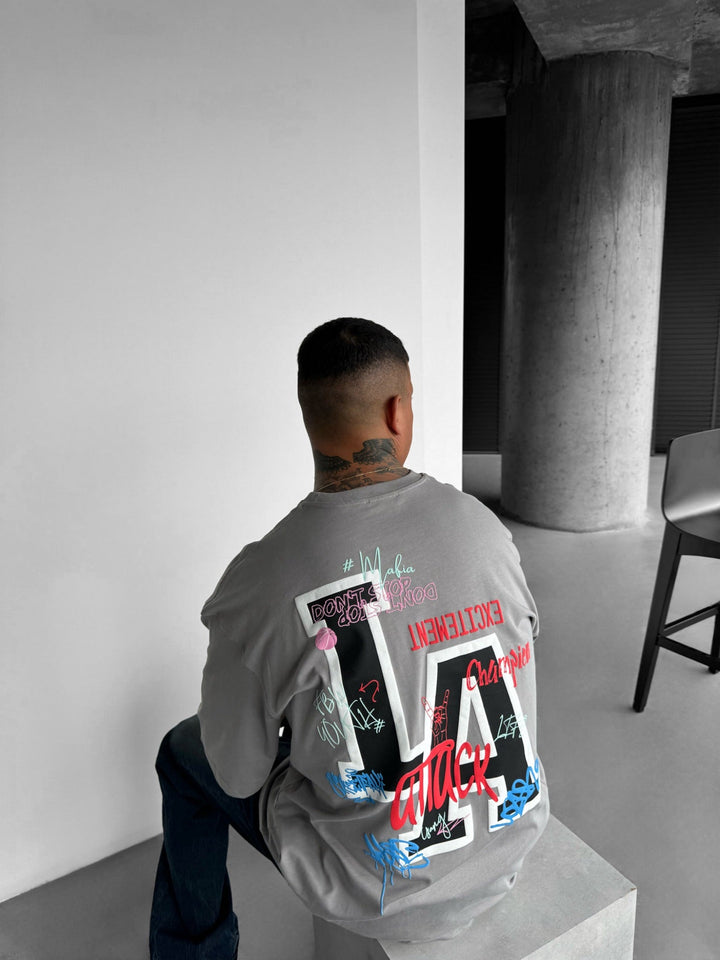 Oversize L.A T-shirt - Grå