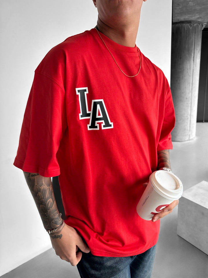Oversize L.A T-shirt - Röd