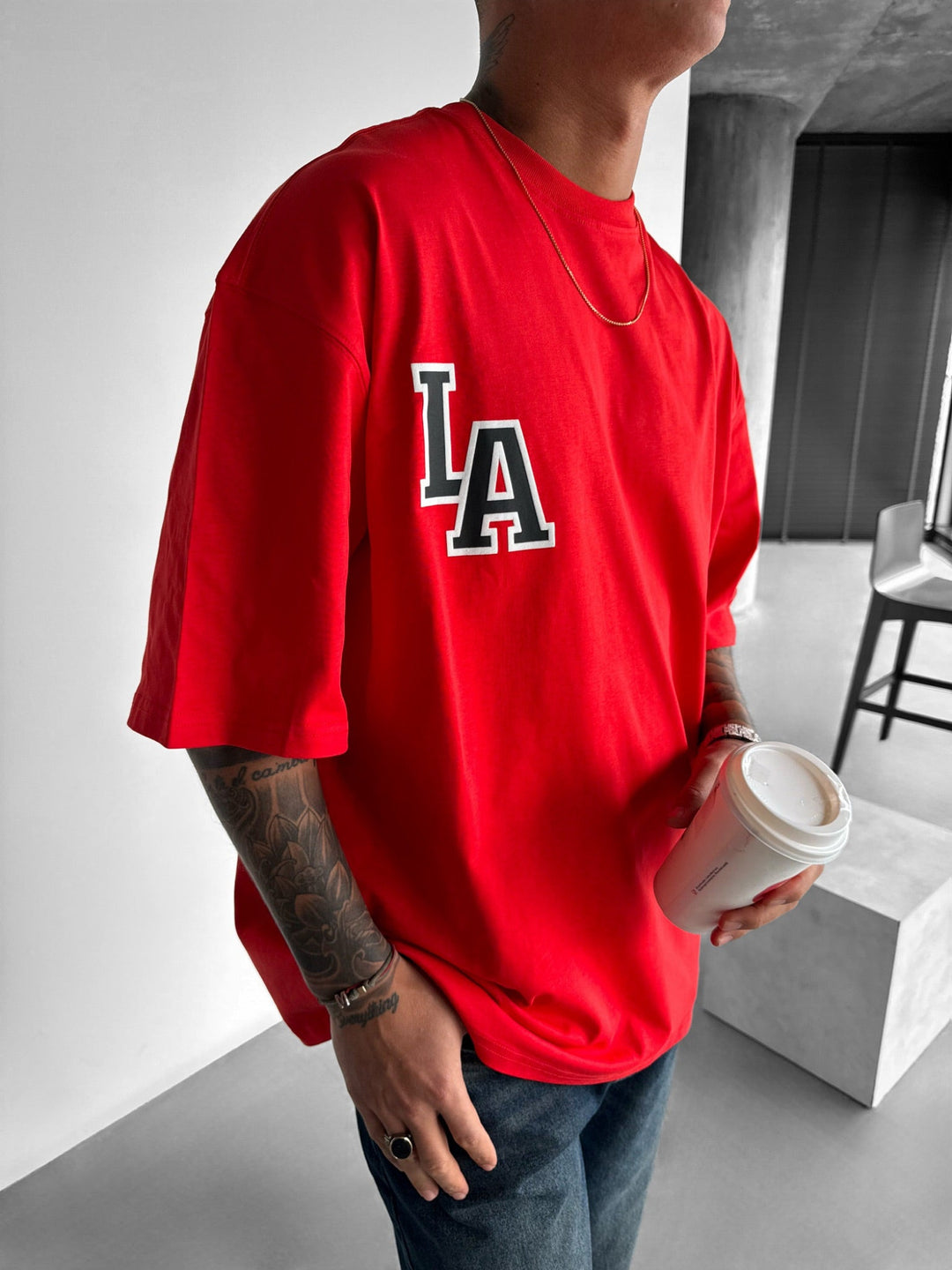 Oversize L.A T-shirt - Röd