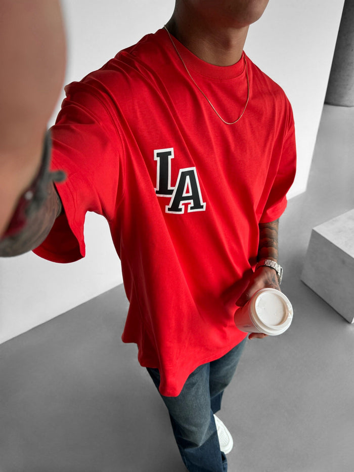 Oversize L.A T-shirt - Röd