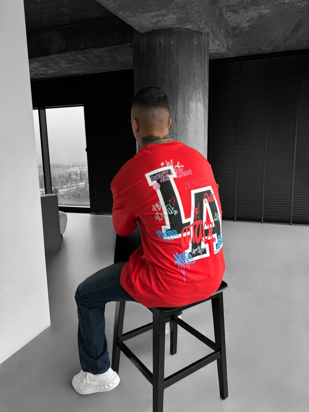 Oversize L.A T-shirt - Röd