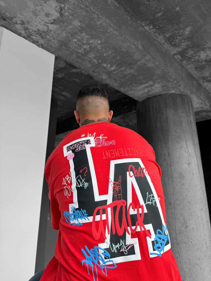 Oversize L.A T-shirt - Röd