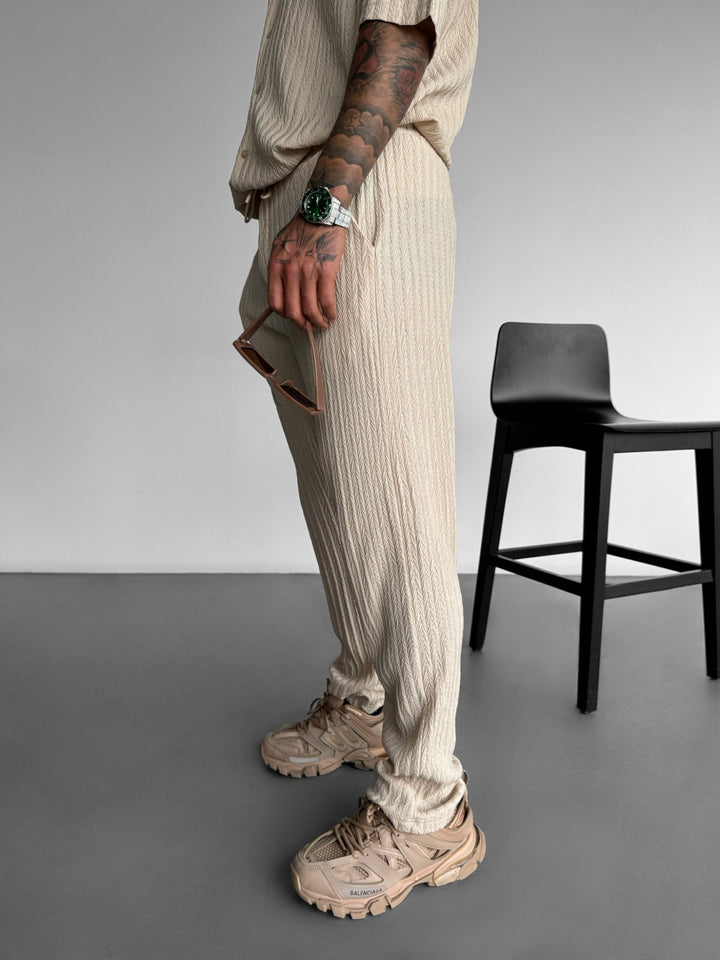 Lösa Passform Strukturerade Byxor - Beige