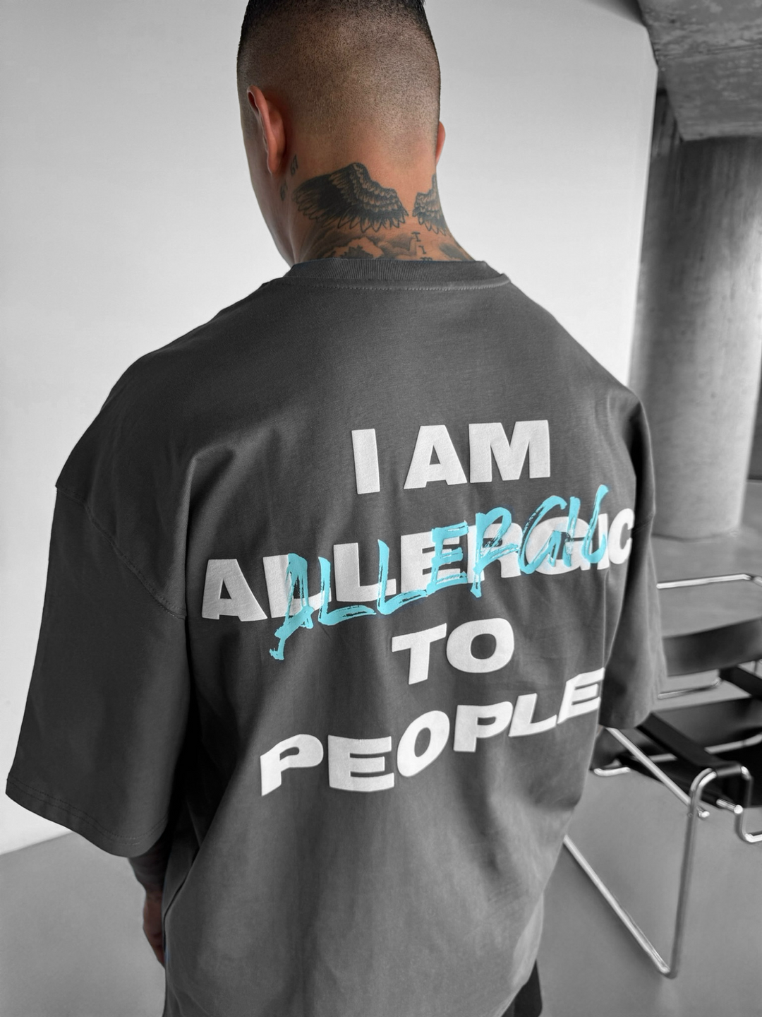 Översize Allergisk T-Shirt - Antracit och Blå
