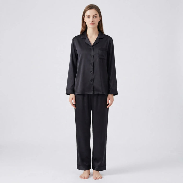 Dam Pyjamasset Skjortkrage Långärmad med Knappstängning