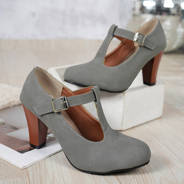 Dam T-rem Pumps med Blockklack och Justerad Fotremsdesign