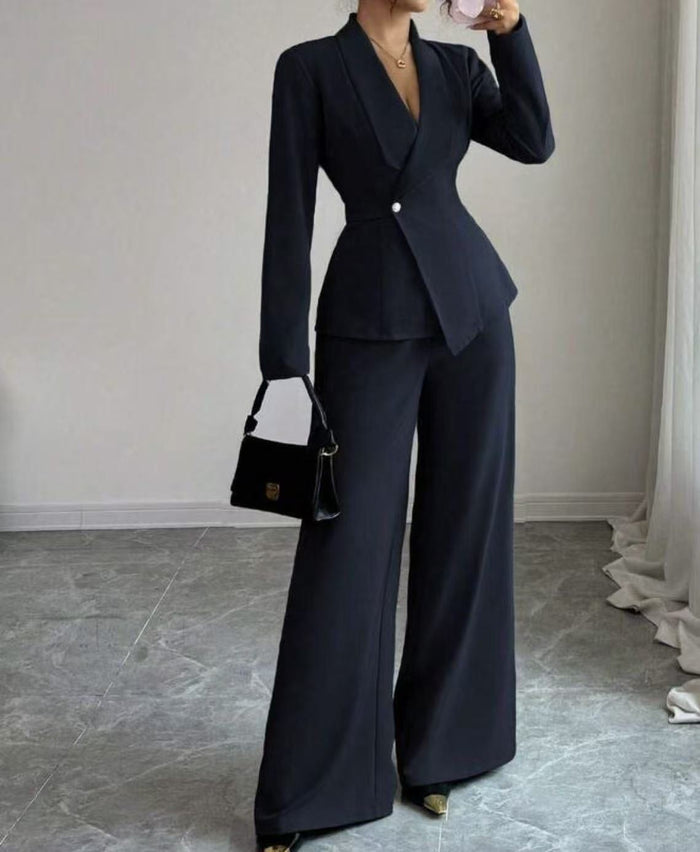 Dam Tvådelat Kostymsett med Asymmetrisk Blazer