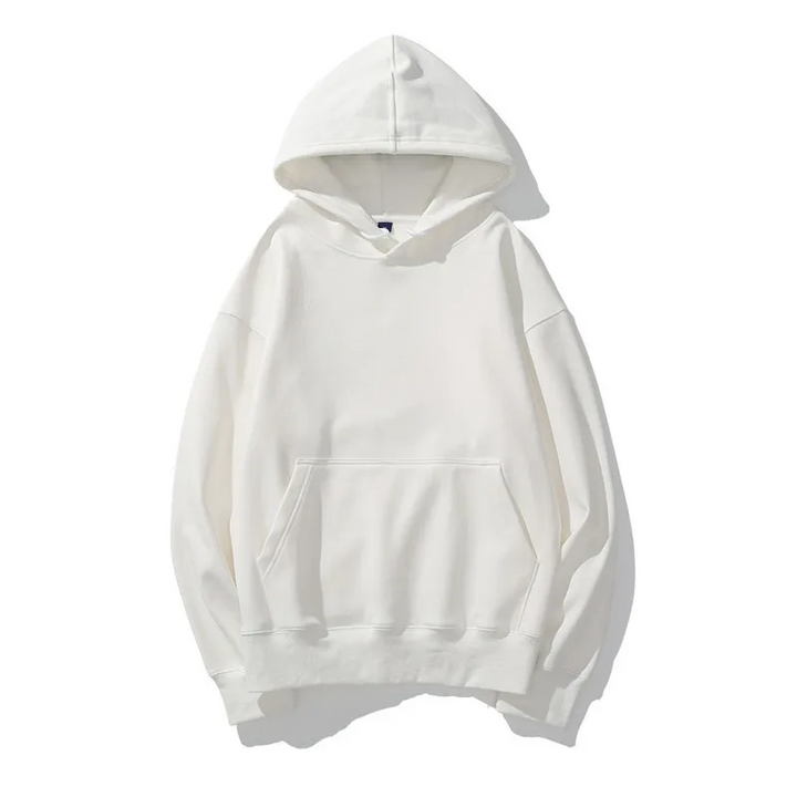 Oversized enfärgad fleecehuvtröja för män