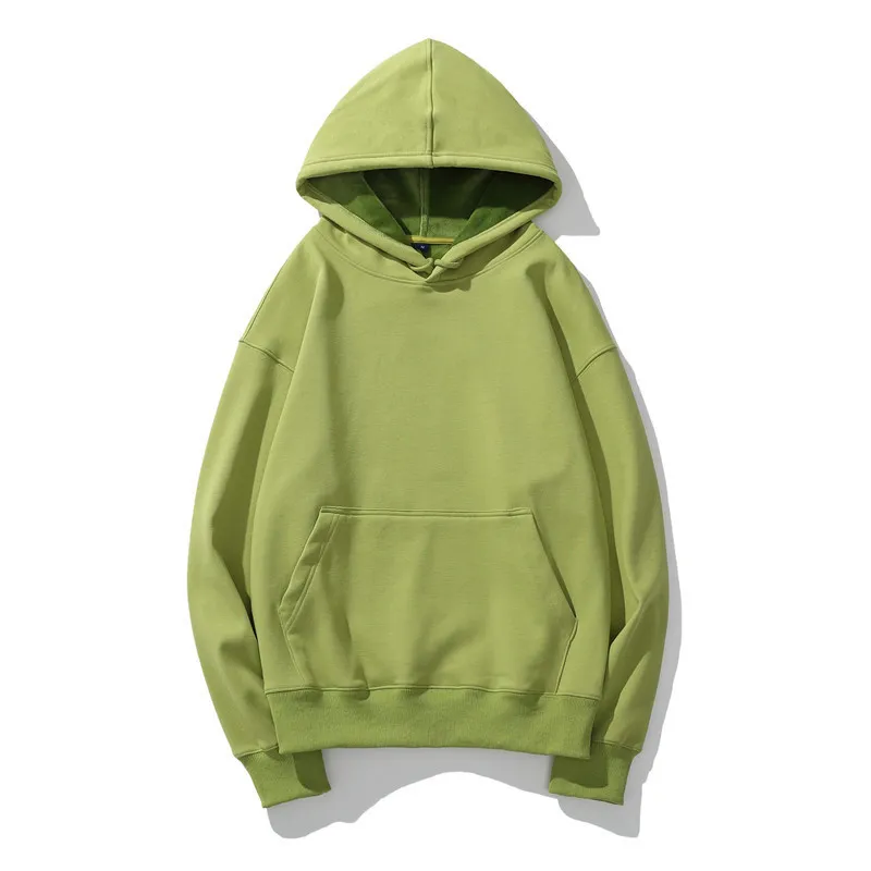 Oversized enfärgad fleecehuvtröja för män