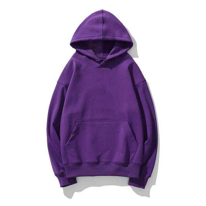 Oversized enfärgad fleecehuvtröja för män