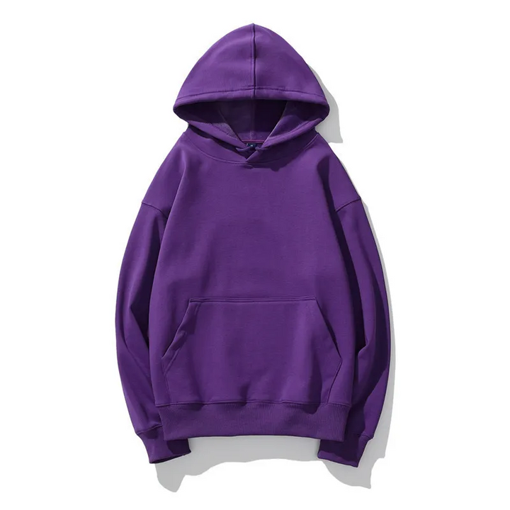 Oversized enfärgad fleecehuvtröja för män