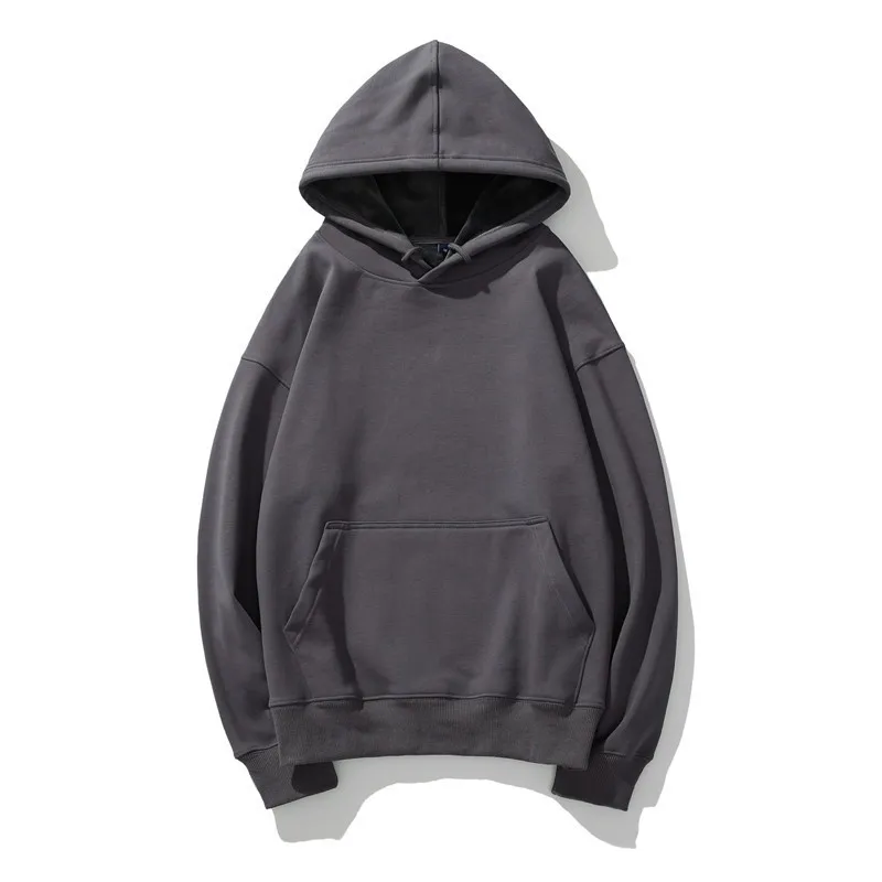 Oversized enfärgad fleecehuvtröja för män