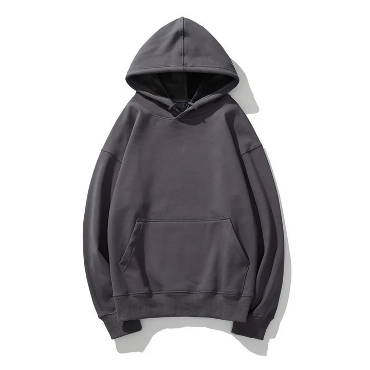Oversized enfärgad fleecehuvtröja för män