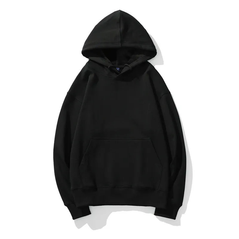 Oversized enfärgad fleecehuvtröja för män