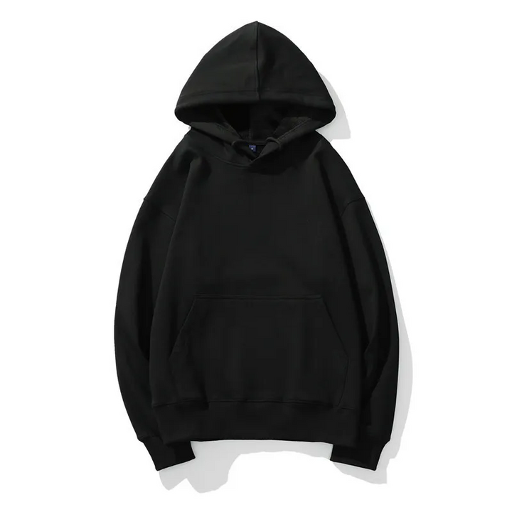 Oversized enfärgad fleecehuvtröja för män