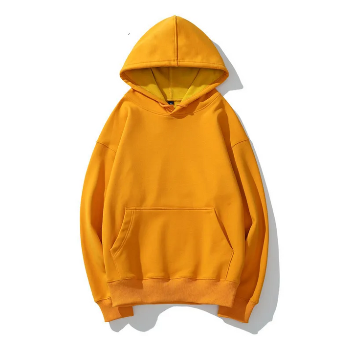 Oversized enfärgad fleecehuvtröja för män