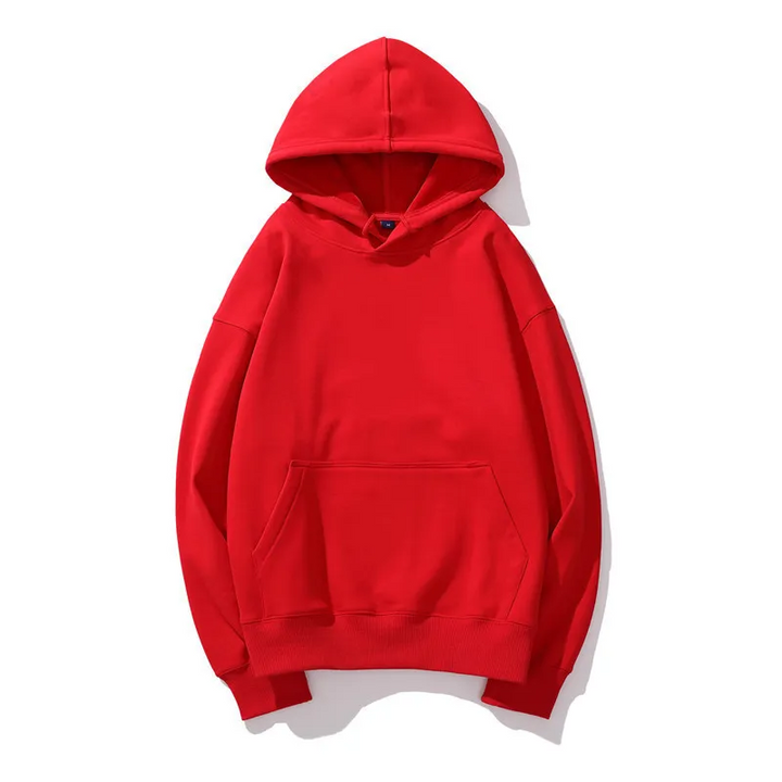 Oversized enfärgad fleecehuvtröja för män
