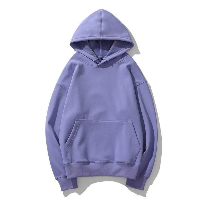 Oversized enfärgad fleecehuvtröja för män