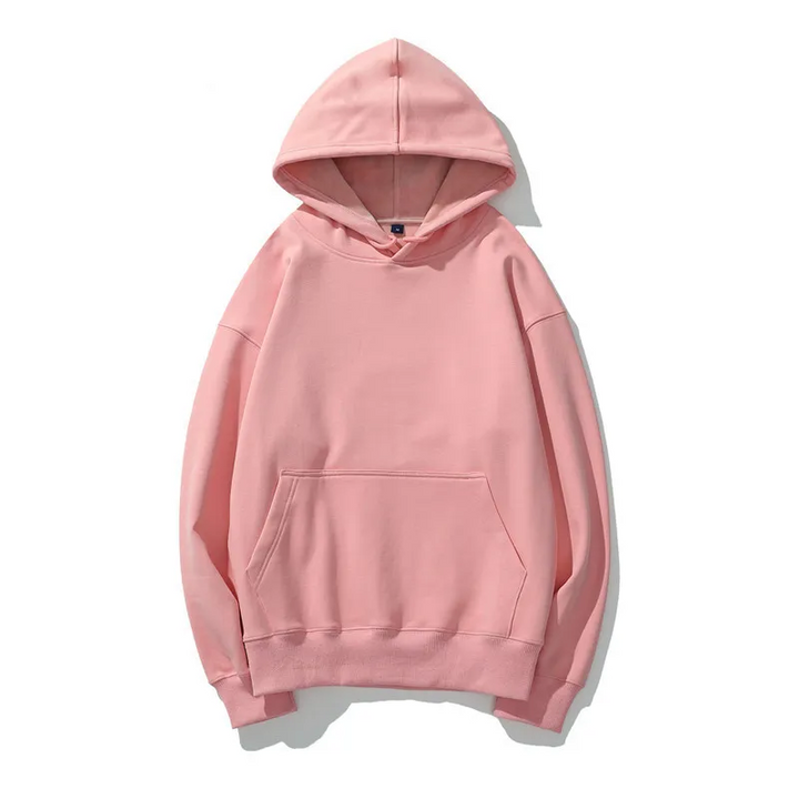 Oversized enfärgad fleecehuvtröja för män