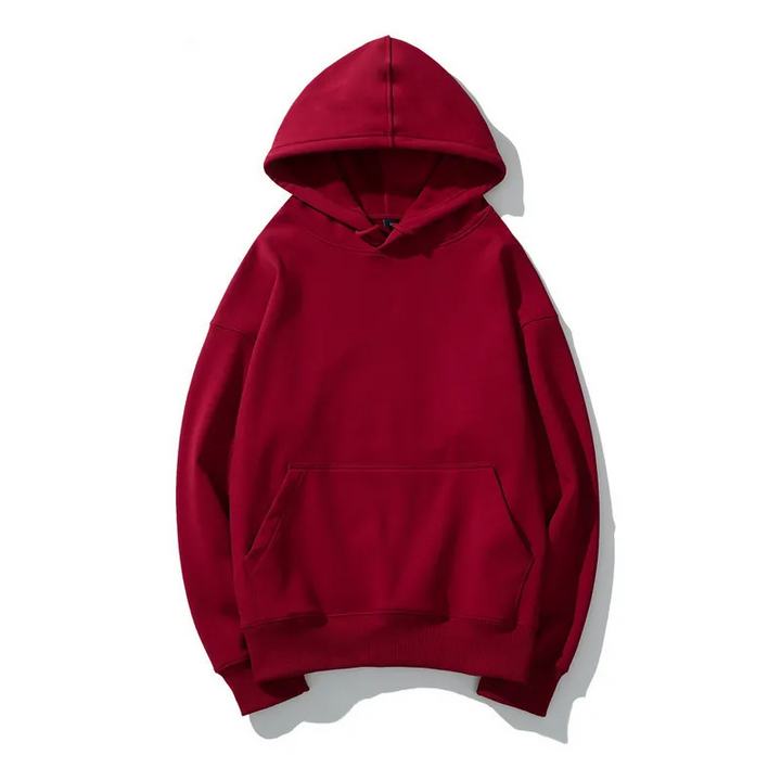 Oversized enfärgad fleecehuvtröja för män