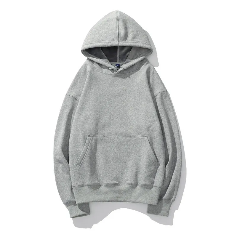 Oversized enfärgad fleecehuvtröja för män