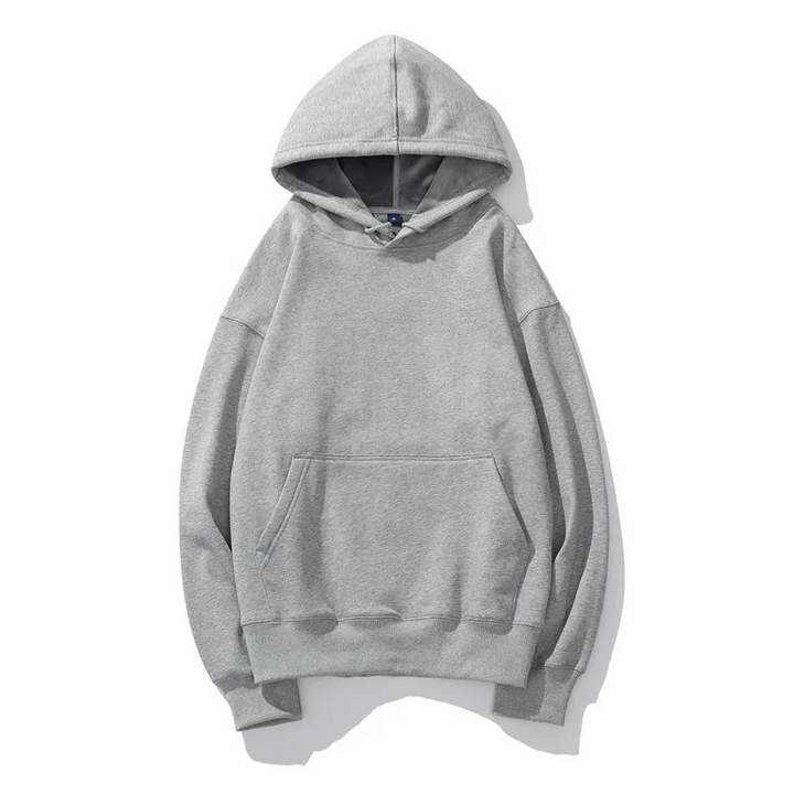 Oversized enfärgad fleecehuvtröja för män